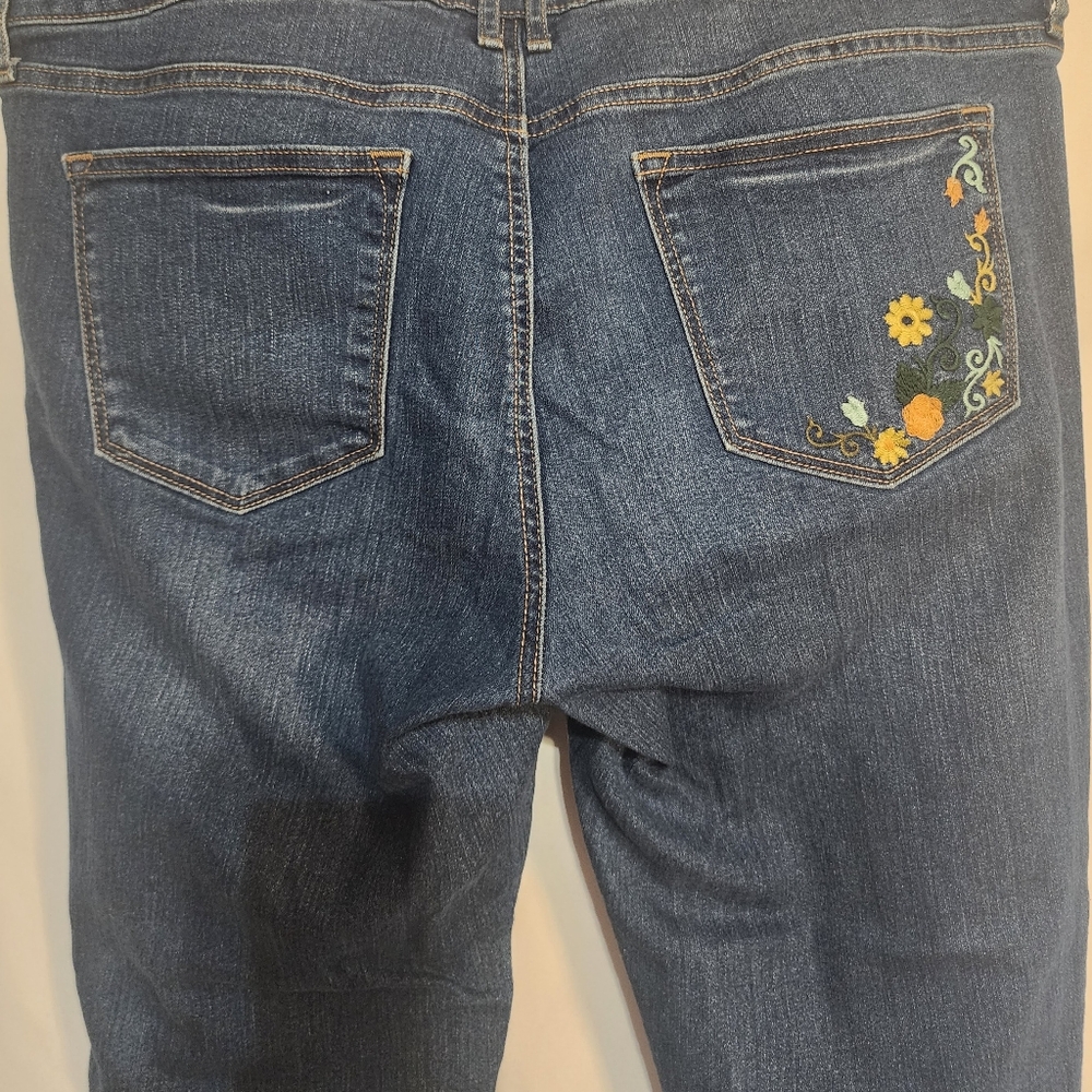 Sonoma Size 16 Skinny Jeans Floral Embroidery Cottagecore Y2K Soft Power - Picture 7 of 10